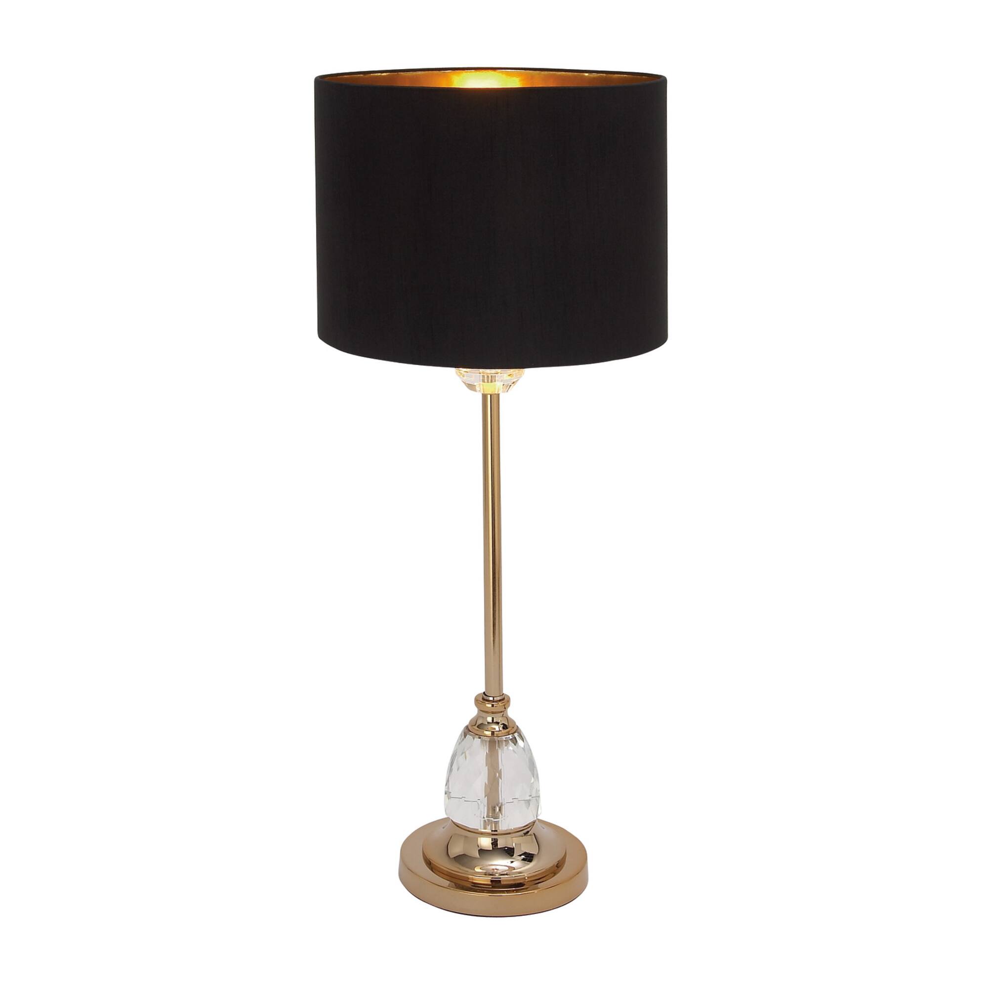 30" Glam Black Metal & Crystal Glass Buffet Lamp